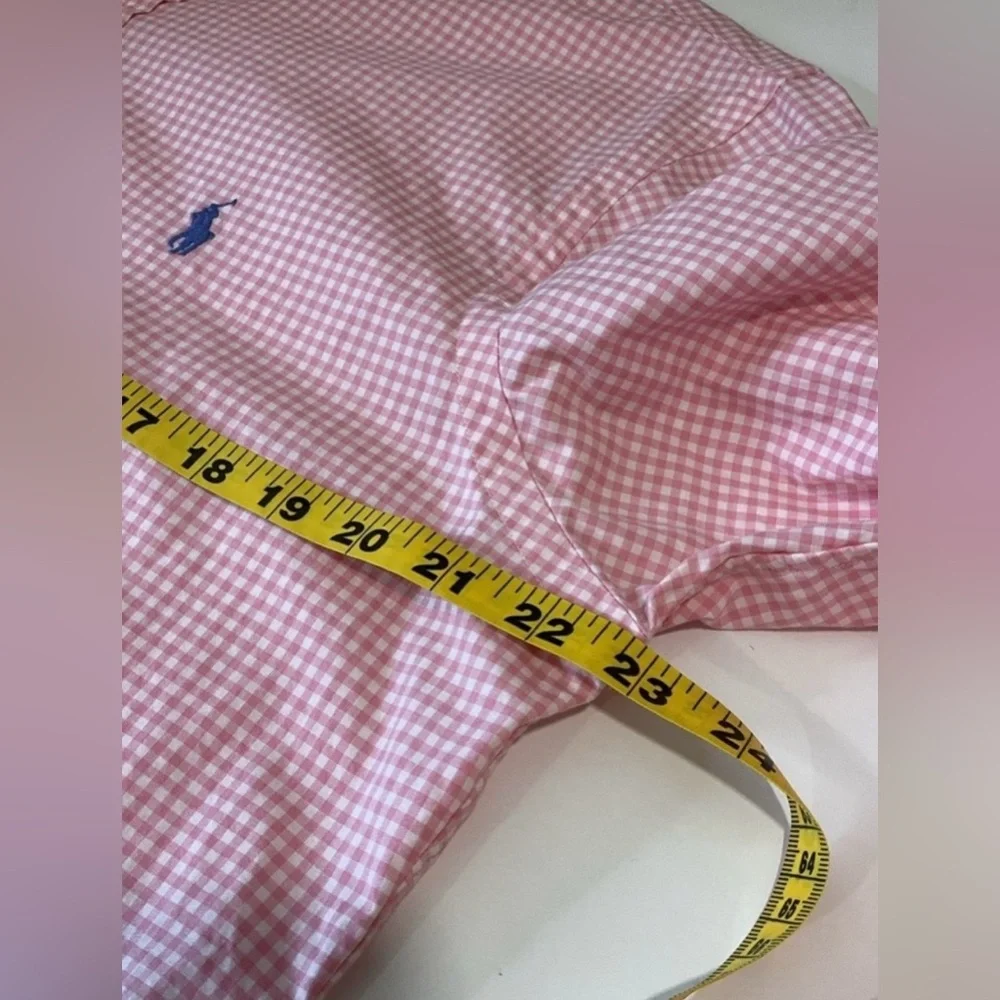 Ralph Lauren Slim Fit 100% Cotton Pink Gingham Button Up Long Sleeve Shirt L - Picture 6 of 7